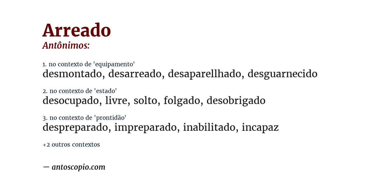 Antônimo de arreado