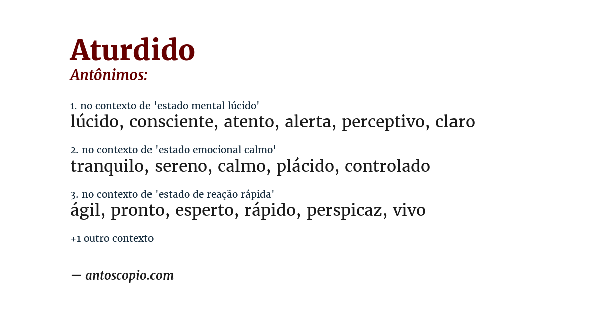 Antônimo de aturdido