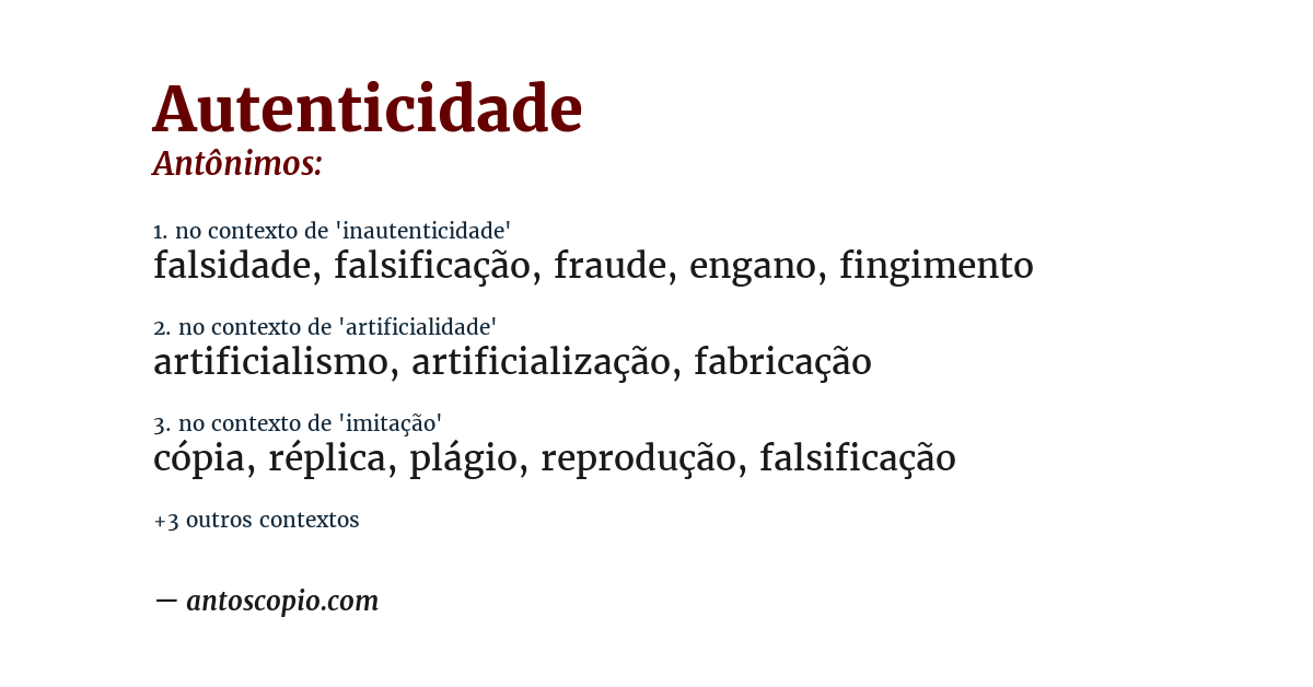 Antônimo de autenticidade