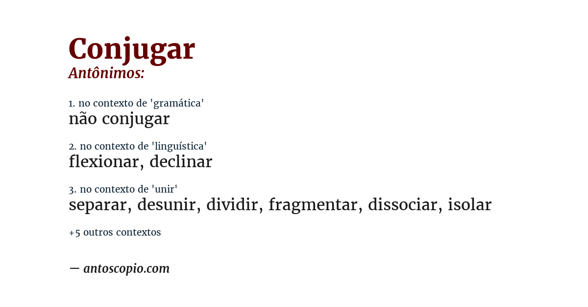 Antônimo de conjugar