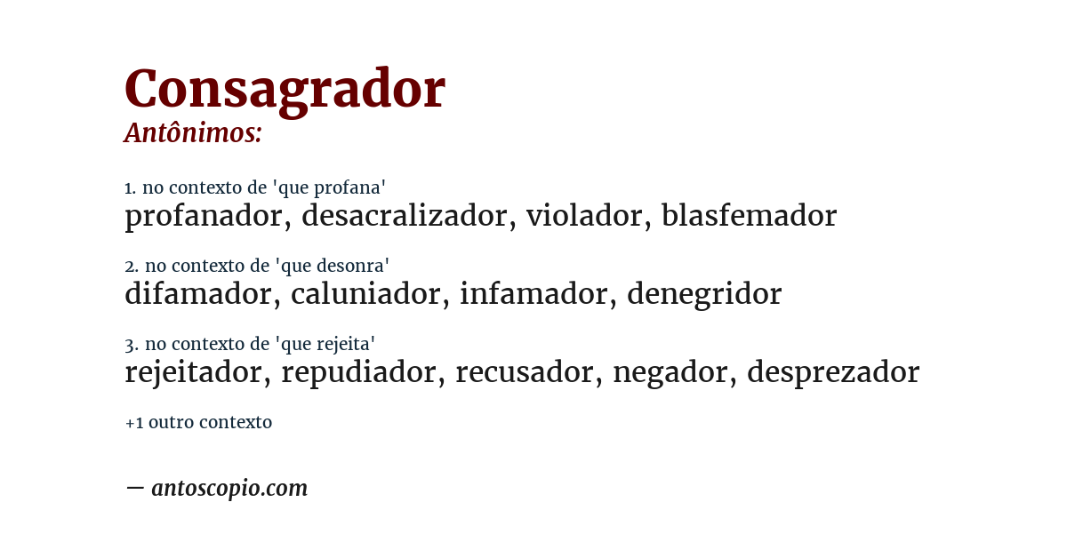 Antônimo de consagrador