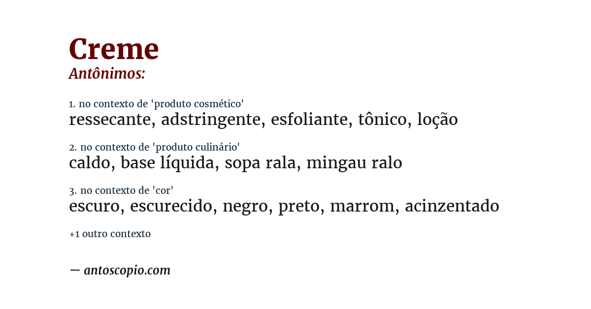 Antônimo de creme
