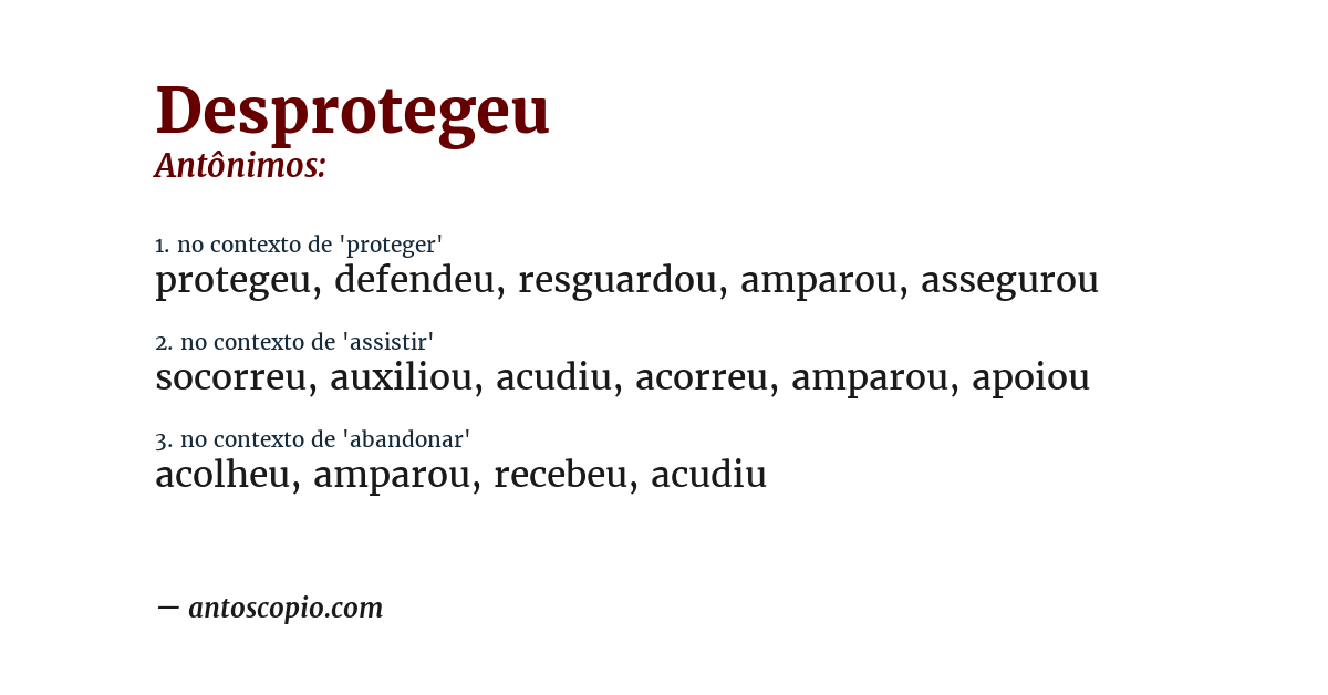 Antônimo de desprotegeu