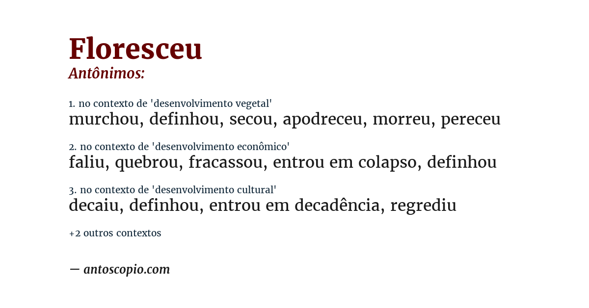 Antônimo de floresceu