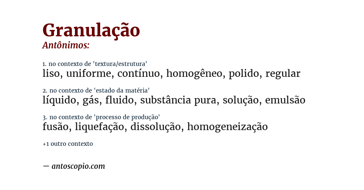 Antônimo de granulação