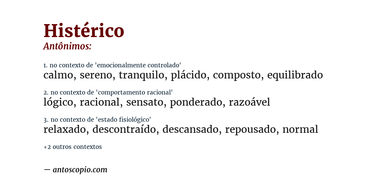 Antônimo de histérico