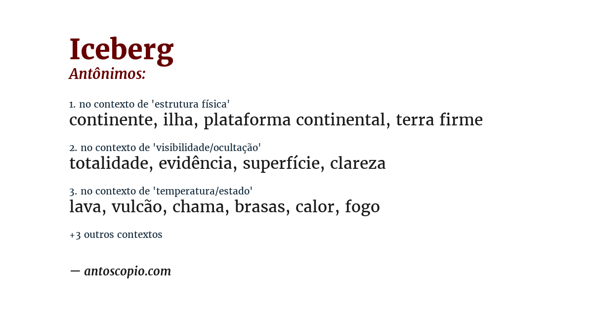 Antônimo de iceberg