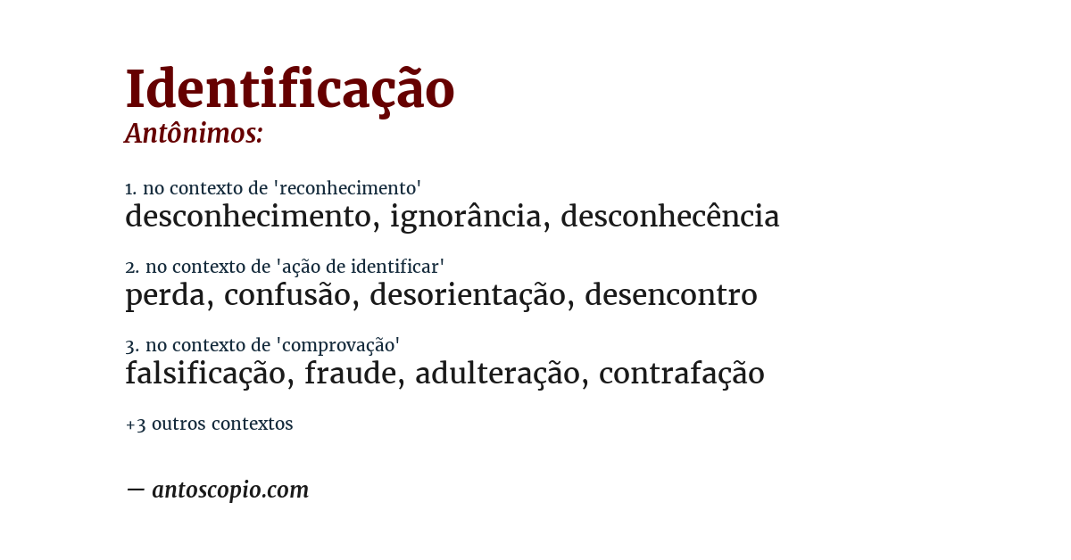 Antônimo de identificação