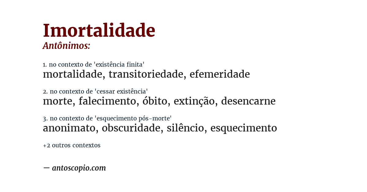 Antônimo de imortalidade