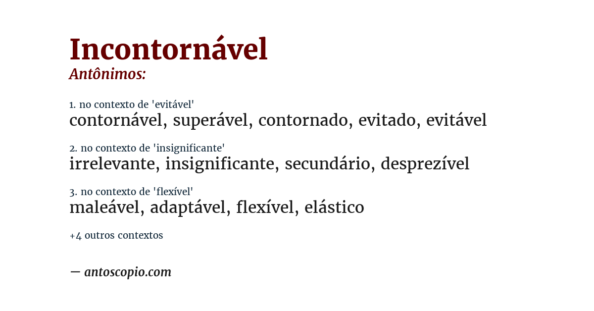 Antônimo de incontornável