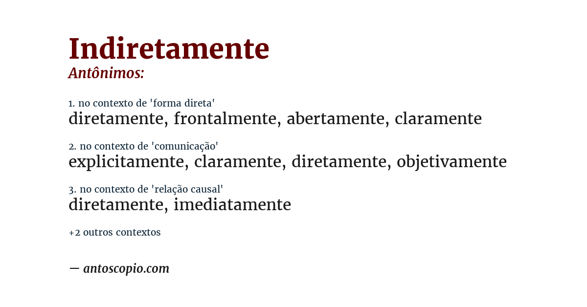 Antônimo de indiretamente