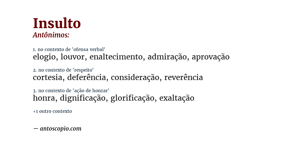 Antônimo de insulto
