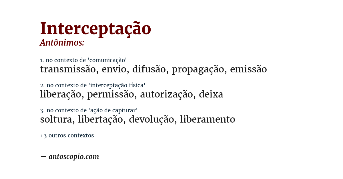 Antônimo de interceptação