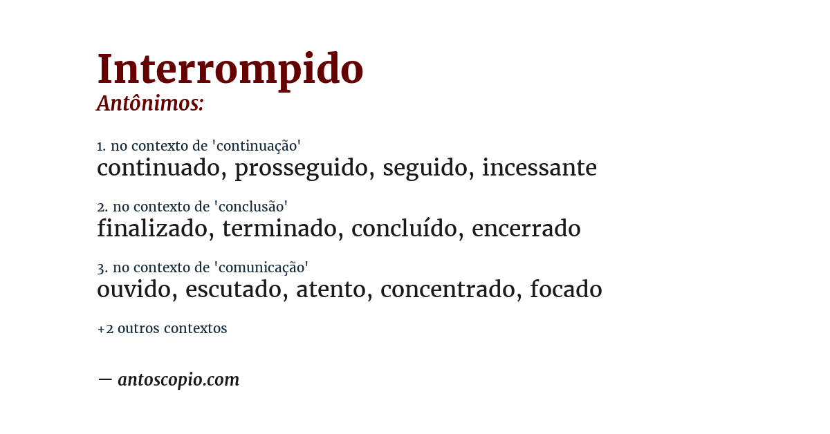 Antônimo de interrompido