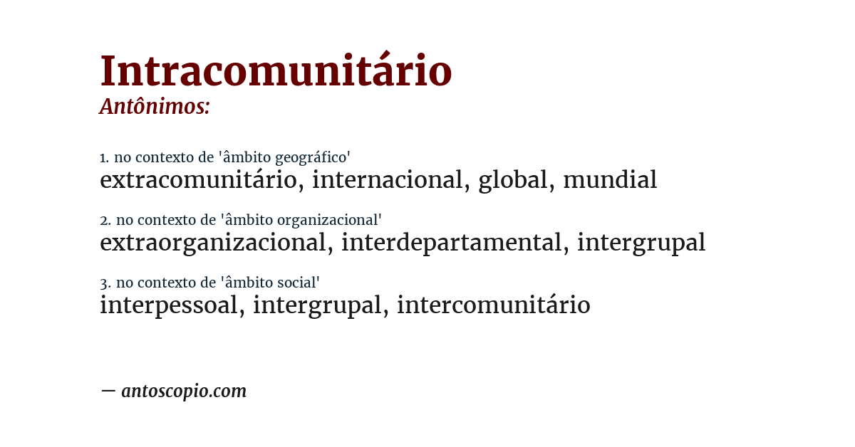Antônimo de intracomunitário