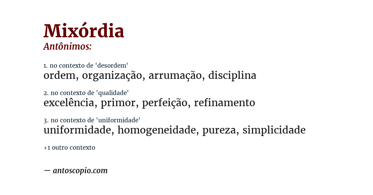 Antônimo de mixórdia