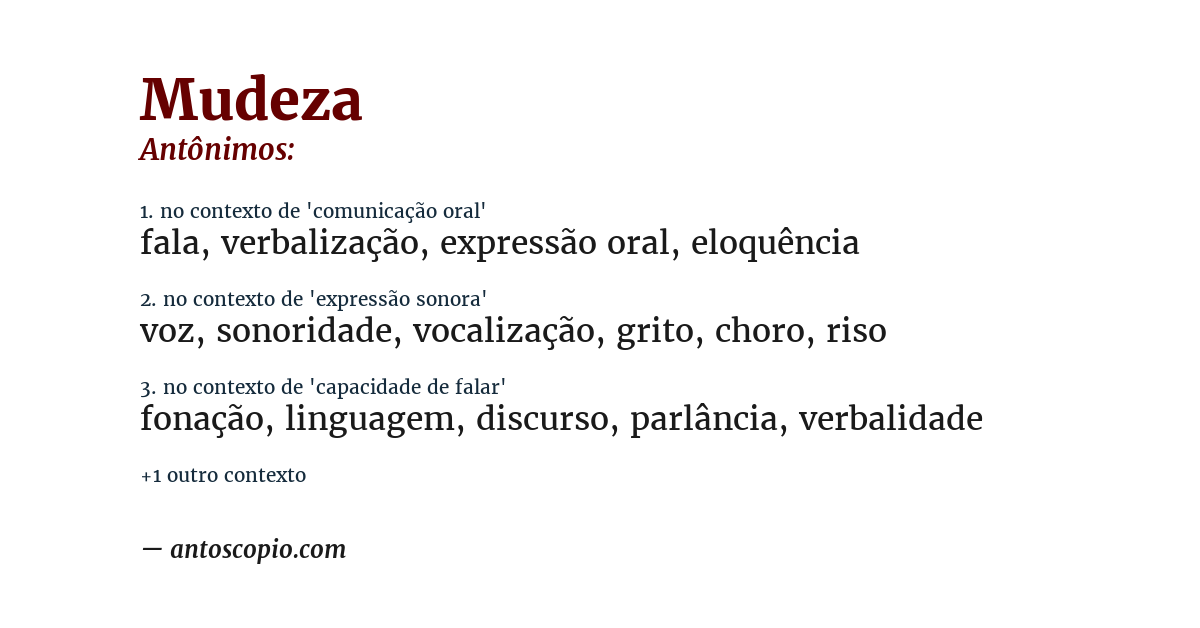 Antônimo de mudeza