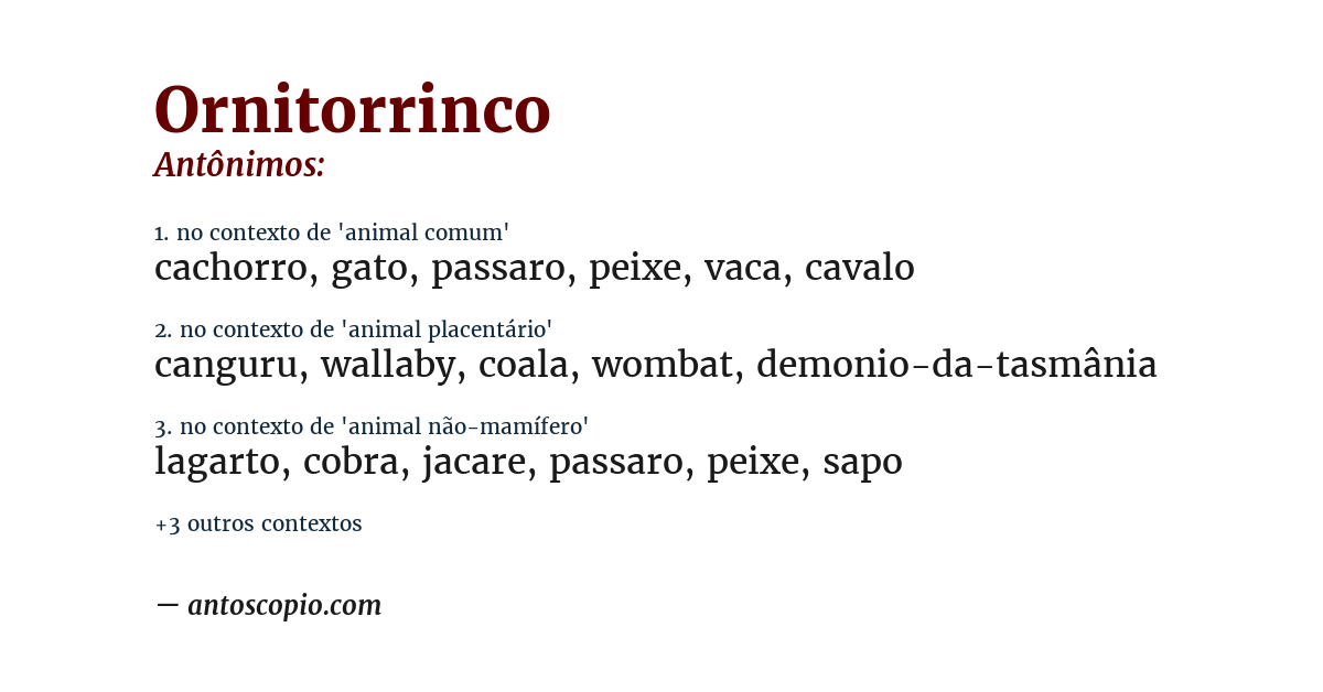 Antônimo de ornitorrinco