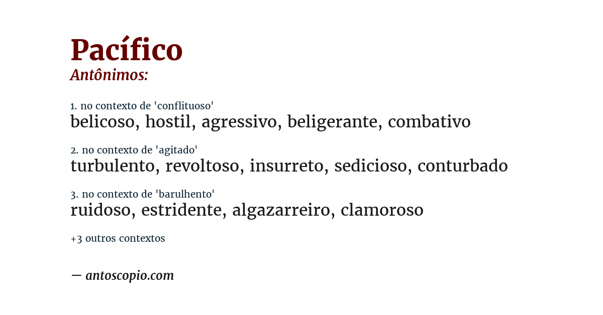 Antônimo de pacífico