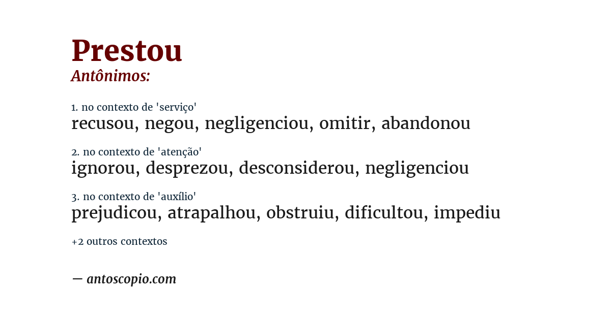 Antônimo de prestou