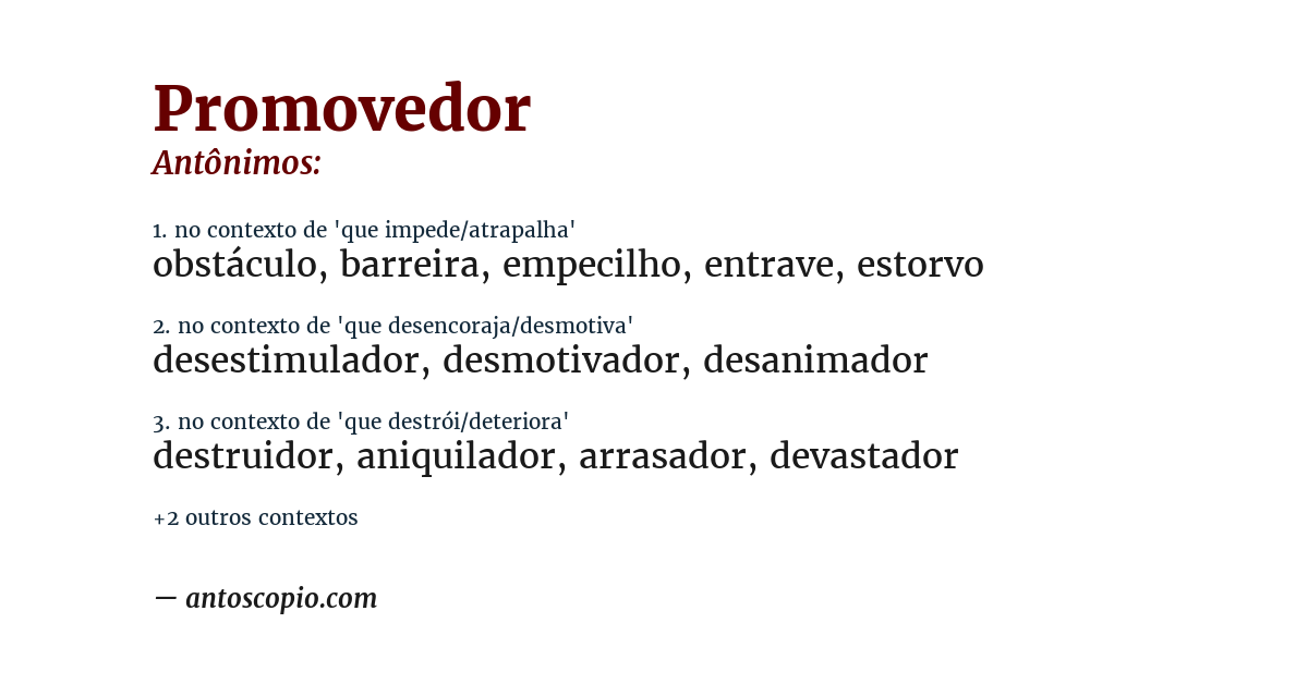 Antônimo de promovedor