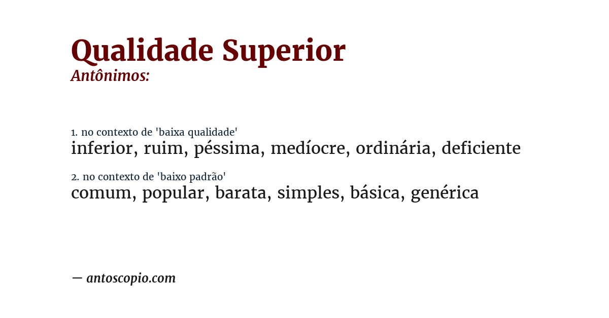 Antônimo de qualidade superior