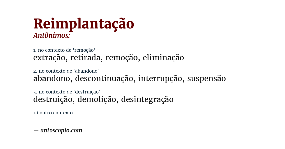 Antônimo de reimplantação
