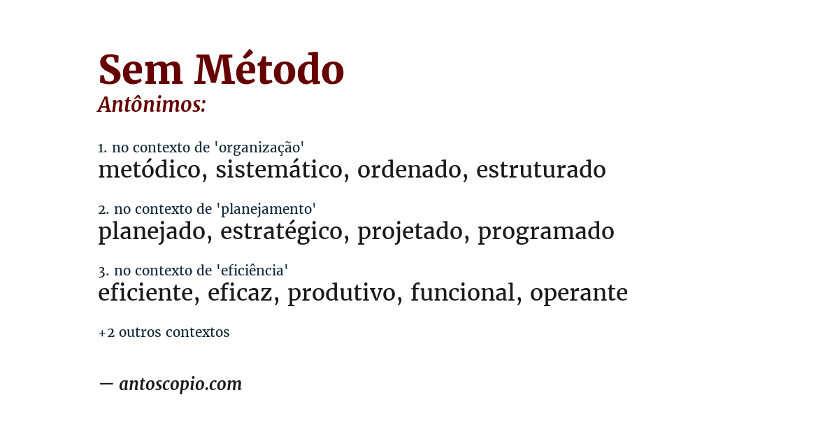 Antônimo de sem método