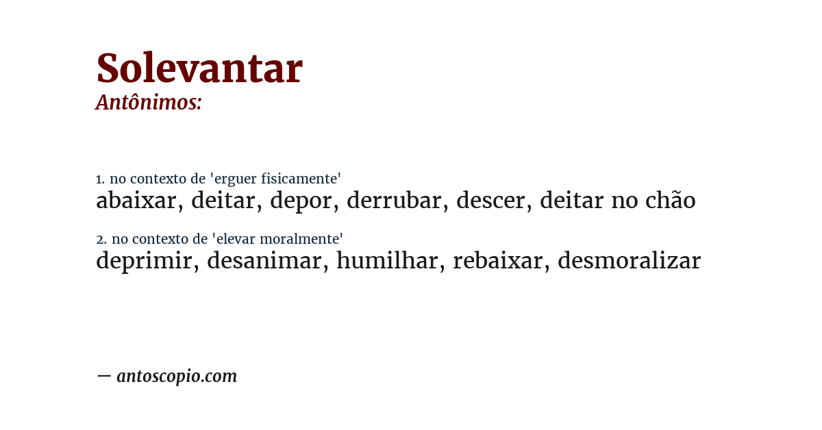 Antônimo de solevantar