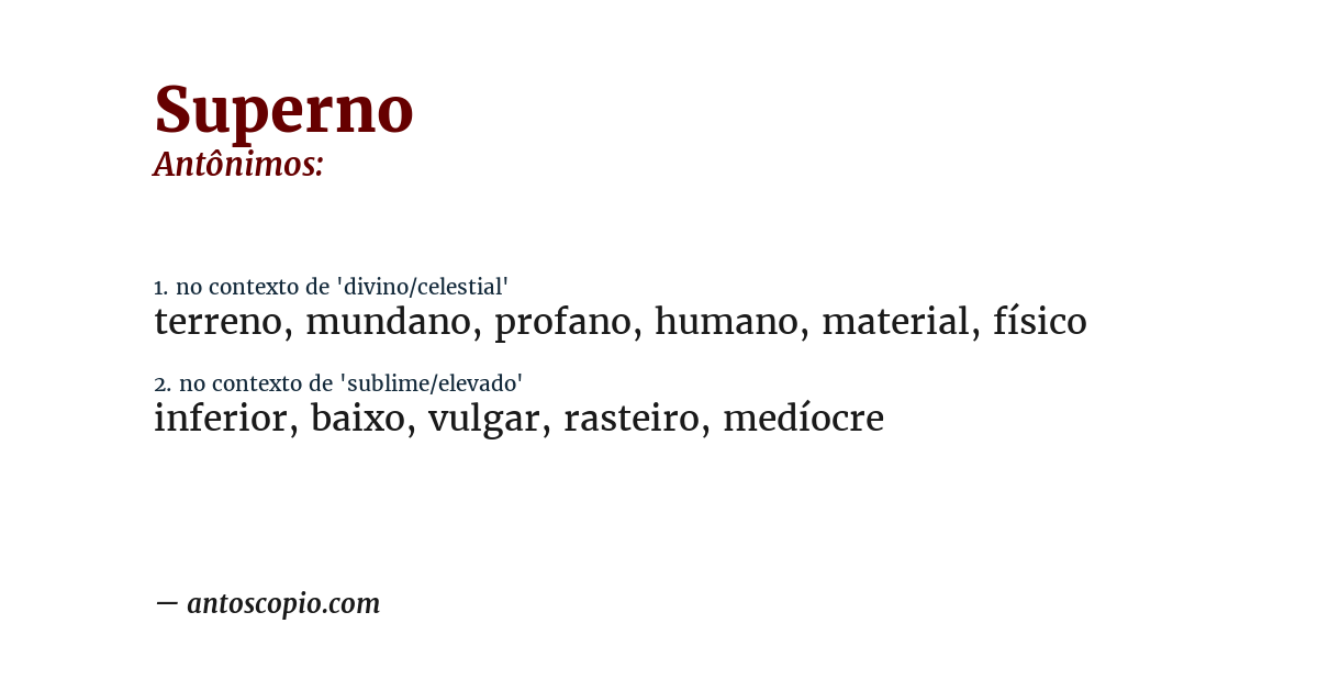 Antônimo de superno