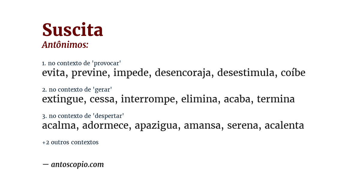 Antônimo de suscita