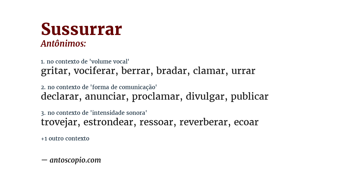 Antônimo de sussurrar