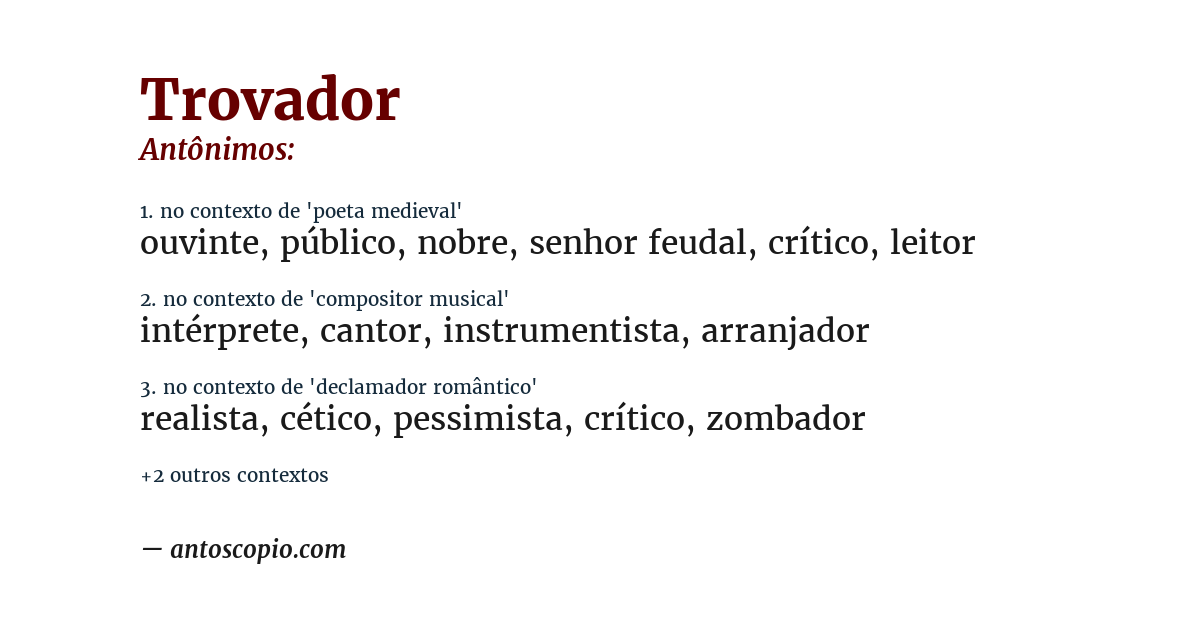 Antônimo de trovador