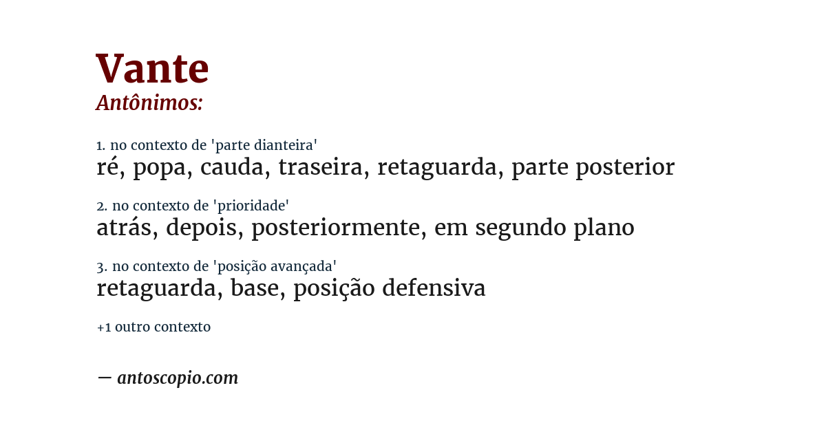 Antônimo de vante