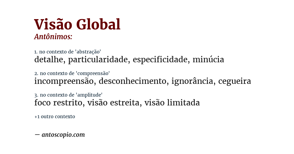 Antônimo de visão global