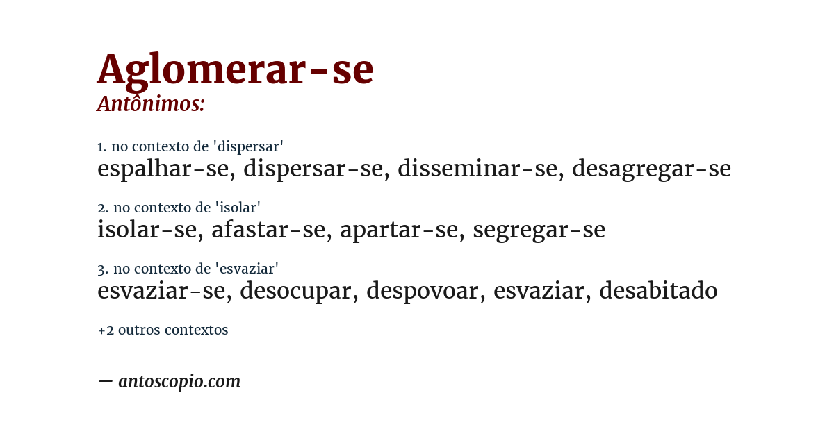 Antônimo de aglomerar-se