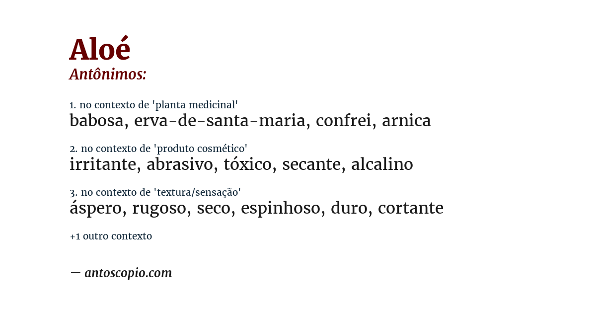 Antônimo de aloé