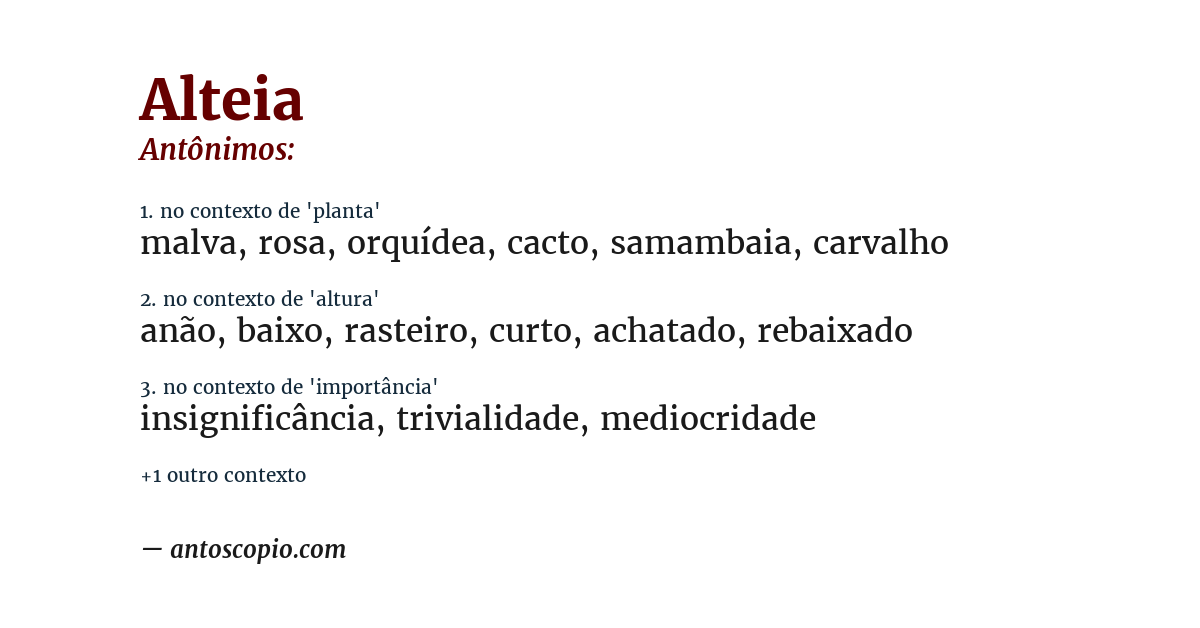 Antônimo de alteia