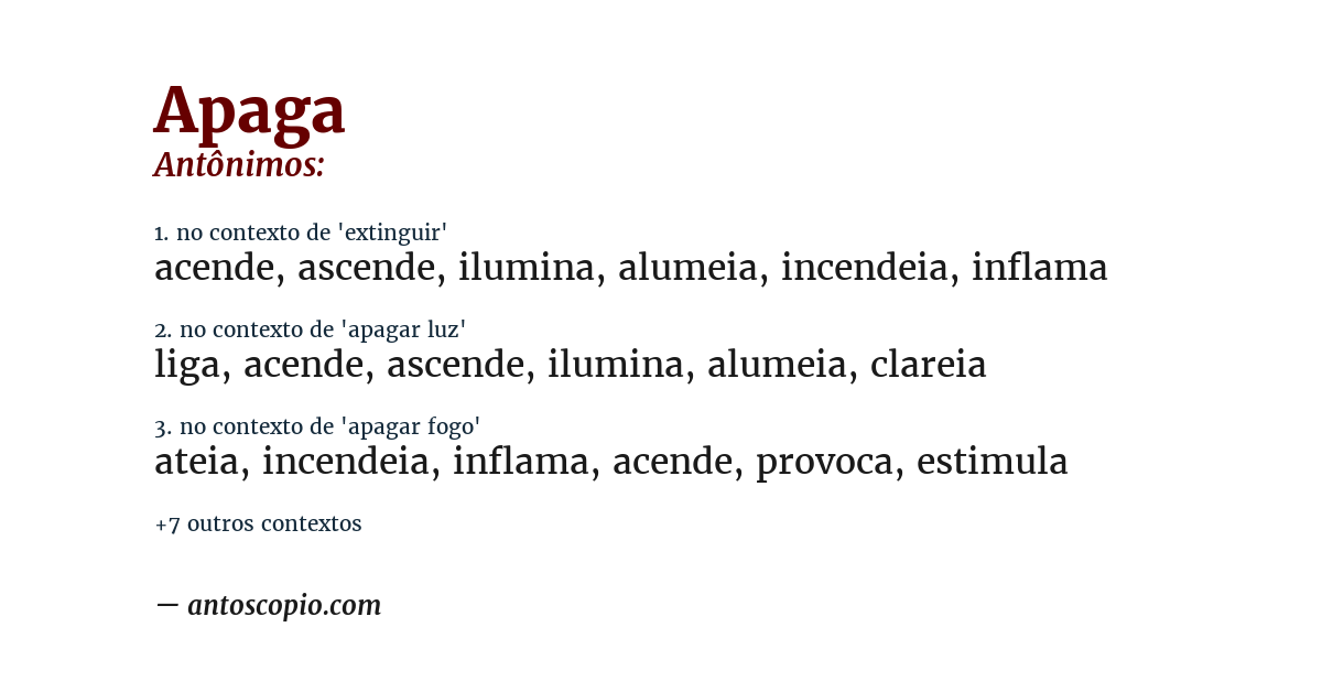 Antônimo de apaga