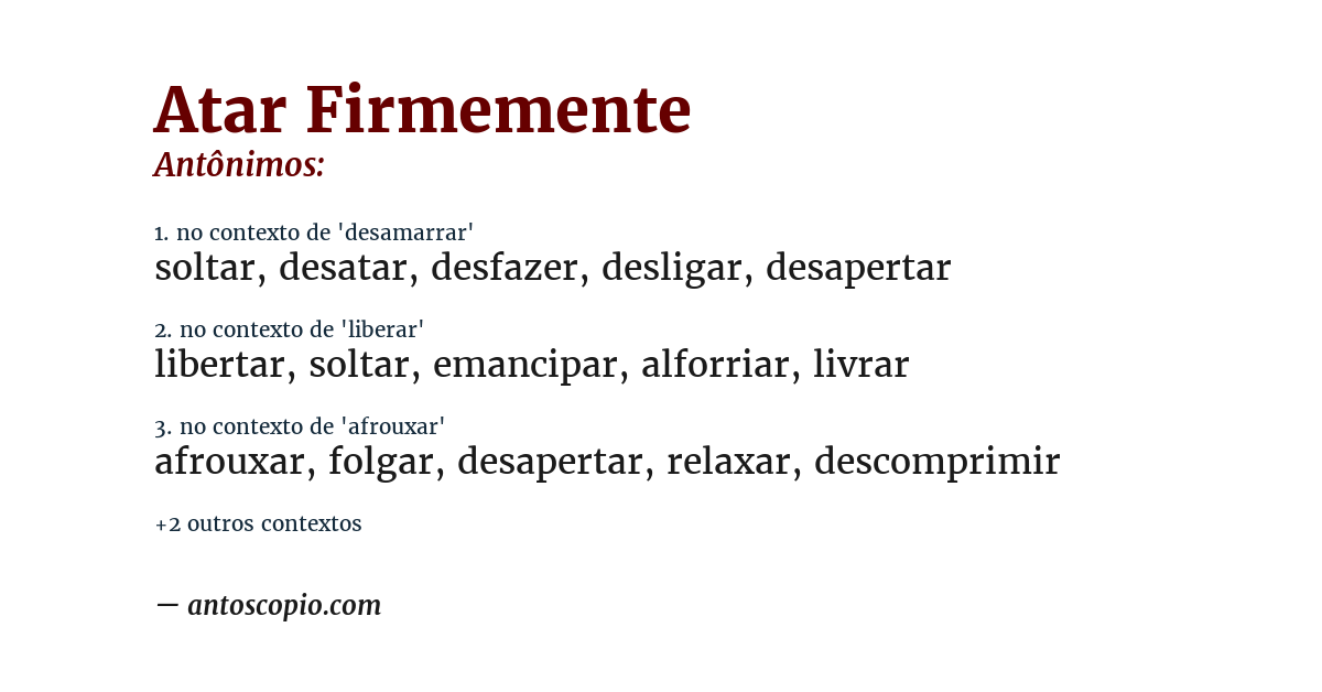 Antônimo de atar firmemente