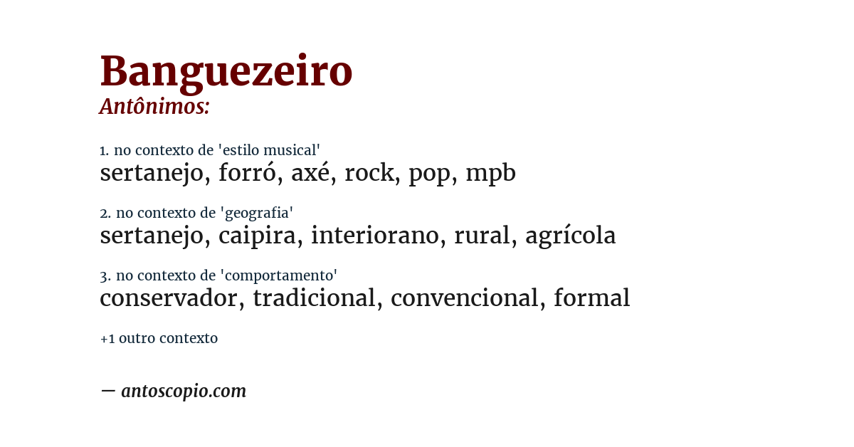 Antônimo de banguezeiro