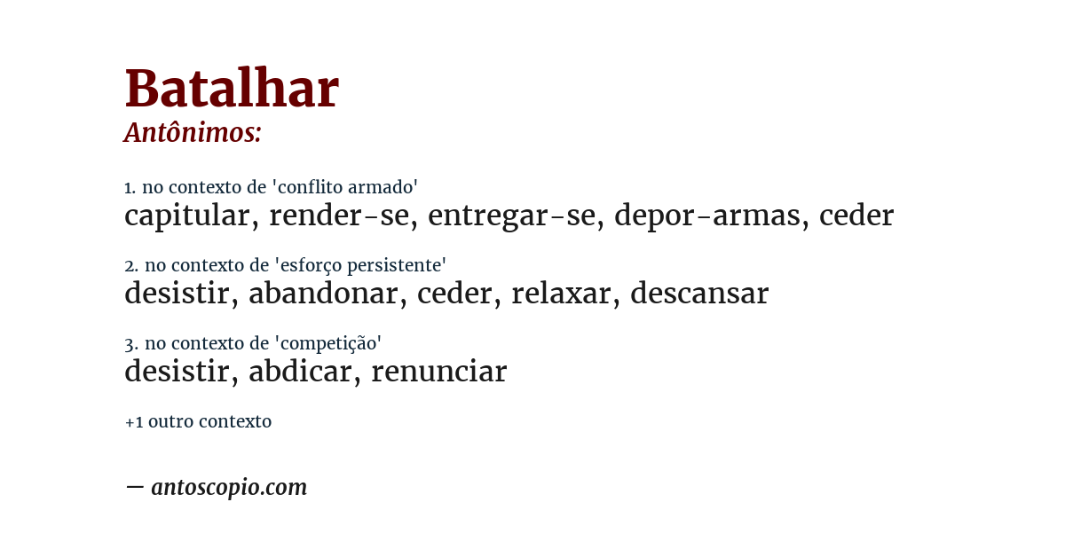 Antônimo de batalhar