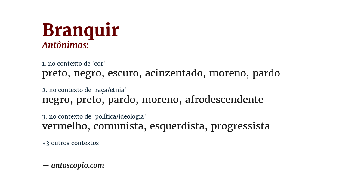 Antônimo de branquir