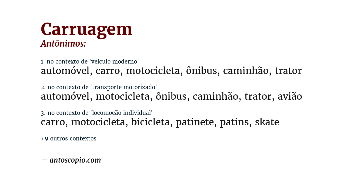 Antônimo de carruagem