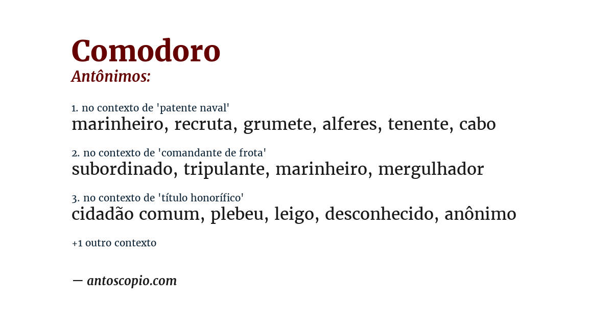 Antônimo de comodoro