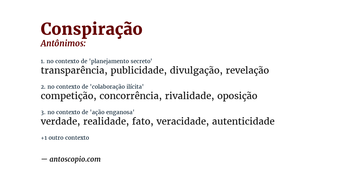 Antônimo de conspiração