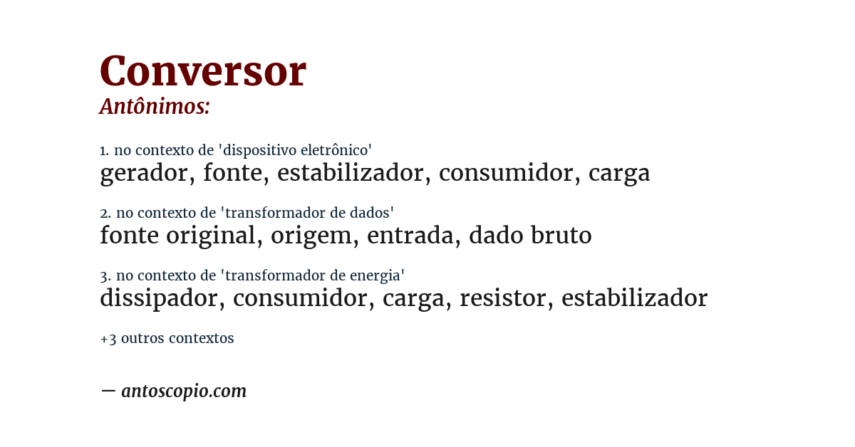 Antônimo de conversor