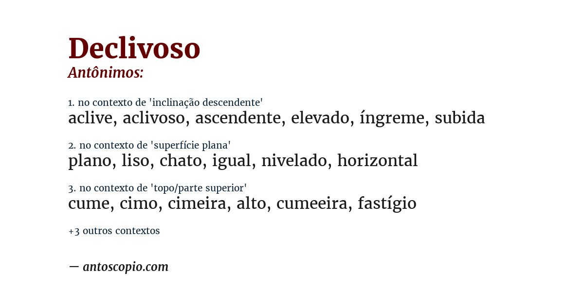 Antônimo de declivoso