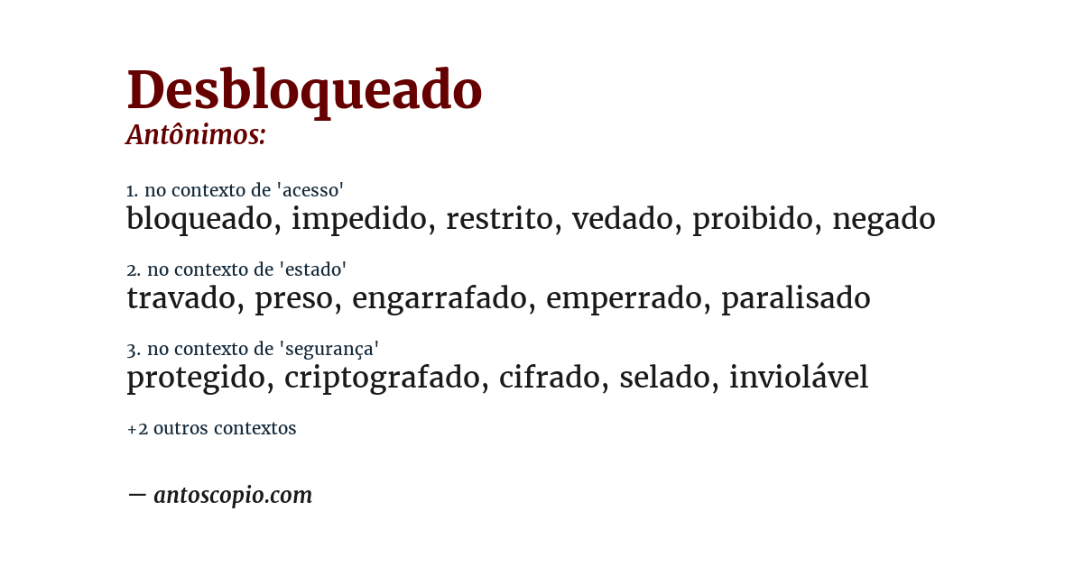 Antônimo de desbloqueado