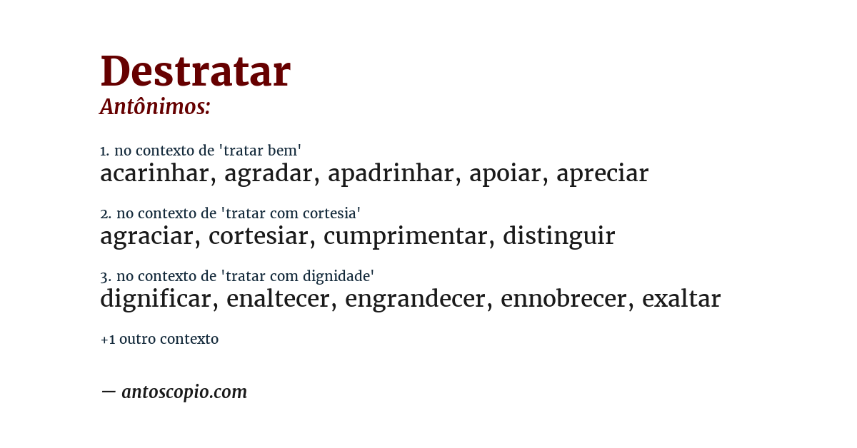 Antônimo de destratar